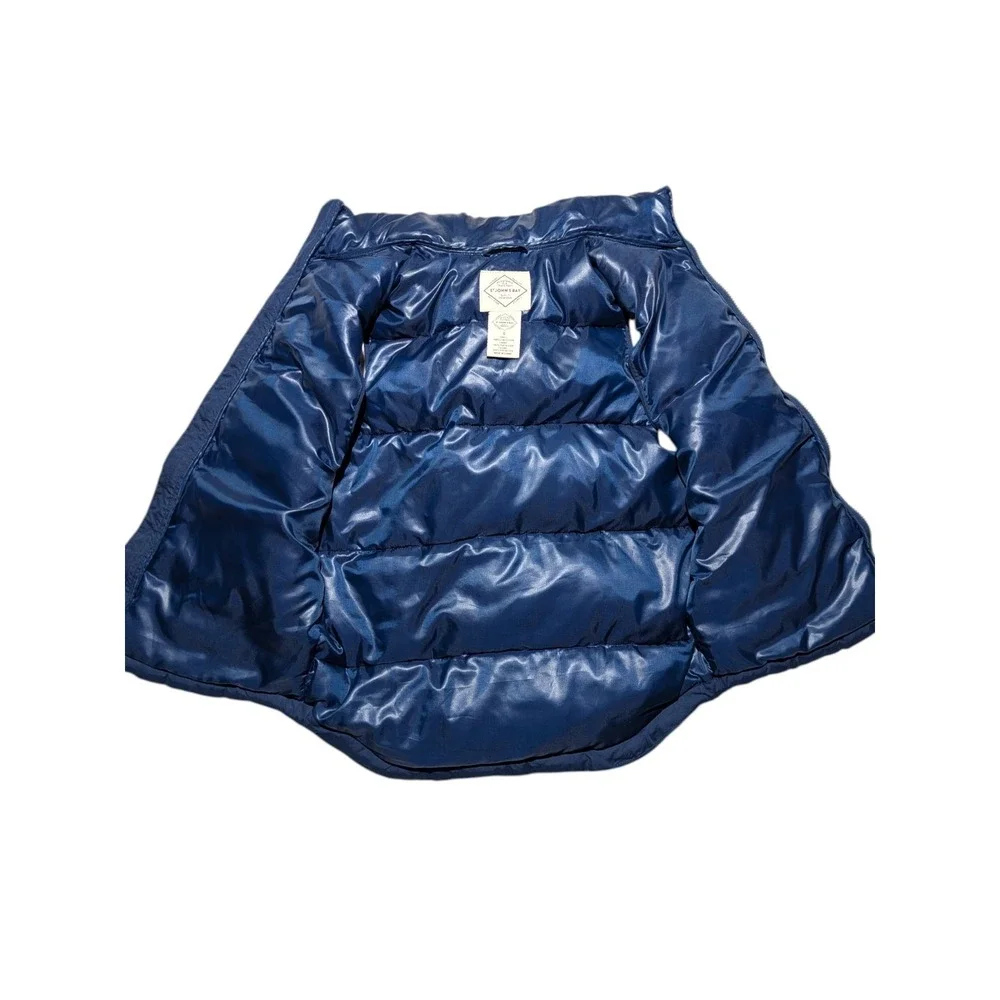 St Johns Bay Puffer Vest Mens Small Blue Quilted Insulated Full Zip Casual‎